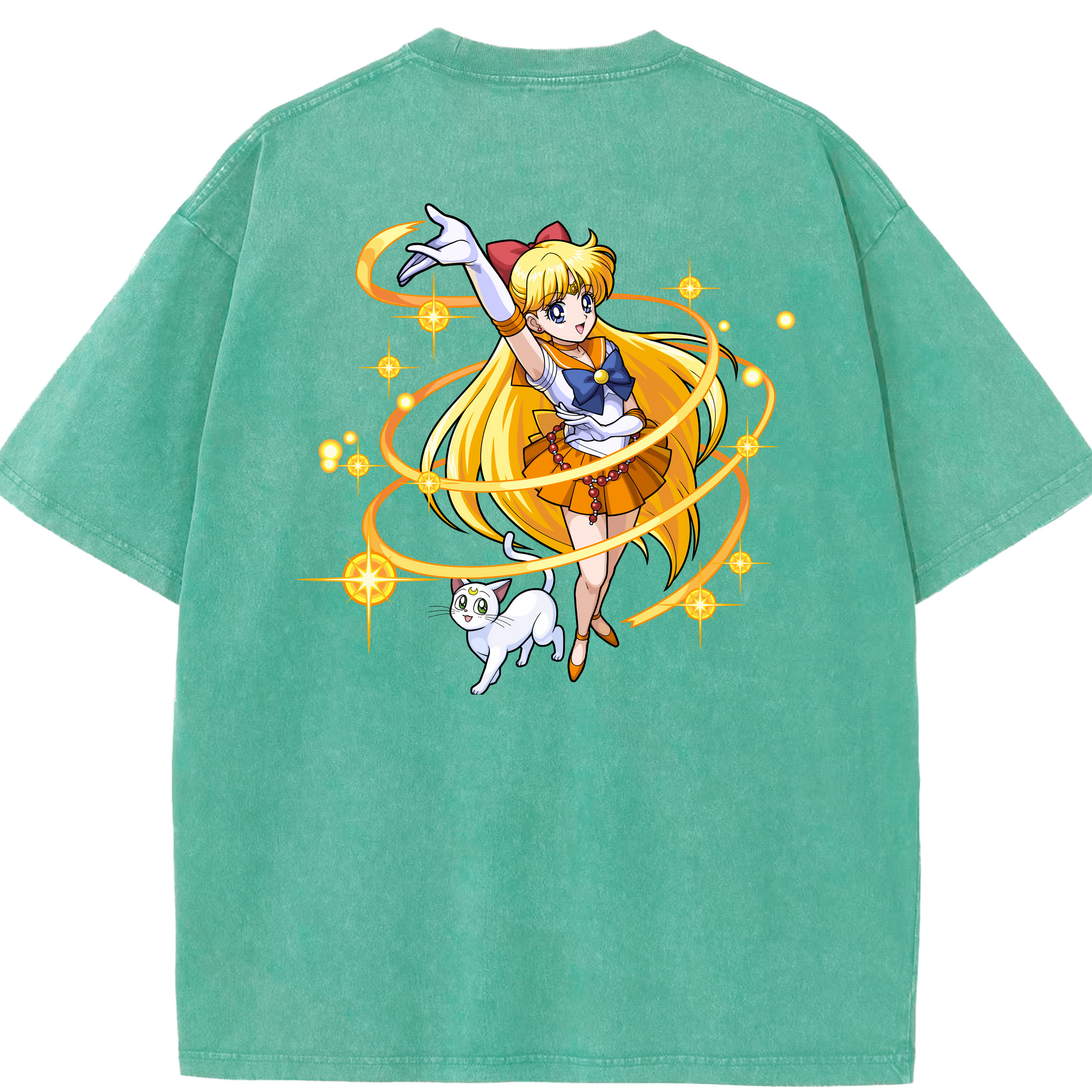 （画像用） 美少女戦士セーラームーン 愛野 美奈子 あいの みなこ Sailor Moon Aino Minako 綿100% ヴィンテージ風 半袖Tシャツ（背面プリント）